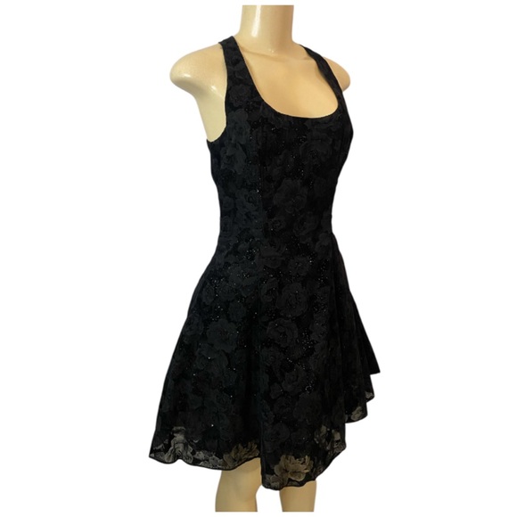 Zum Zum Vintage 90’s Y2K Black Floral Velvet Satin Sparkle Party Dress Size 5-6 - Picture 5 of 12